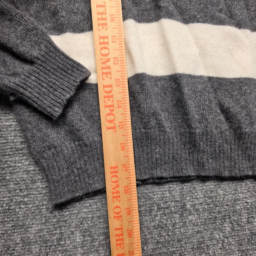 Ermanno Scervino Junior Italian Gray Cream Striped Knit Sweater Logo Size 10 12